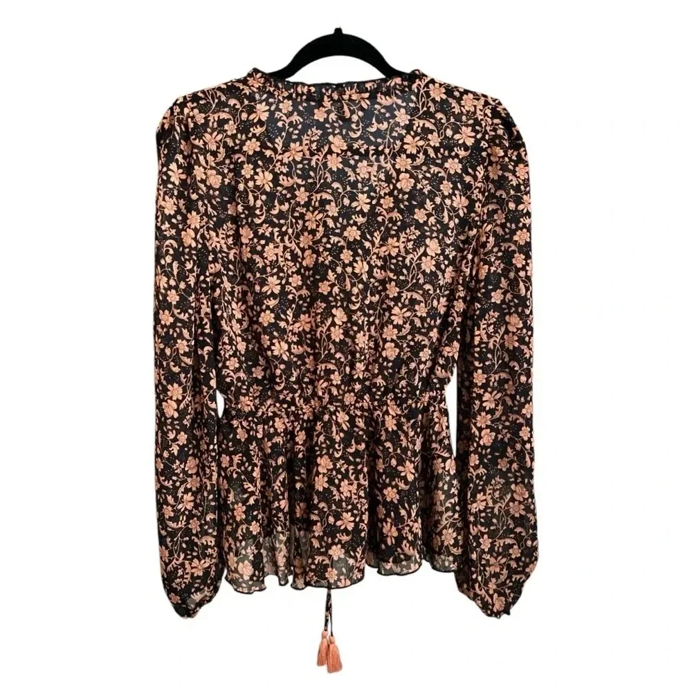 NWT Lulus She's the Sweetest Black Floral Print Long Sleeve Top size XS - Picture 5 of 7